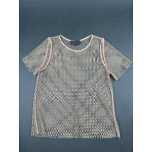 Sunday In Brooklyn Beige Rhinestone Mesh Women's Size Medium Top